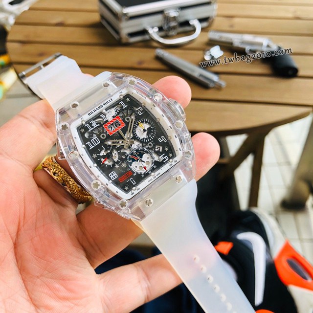 理查德米勒Richard Mille全球限量版本 水晶全透明玻璃鑫多功能複雜機械腕表  gjs2206